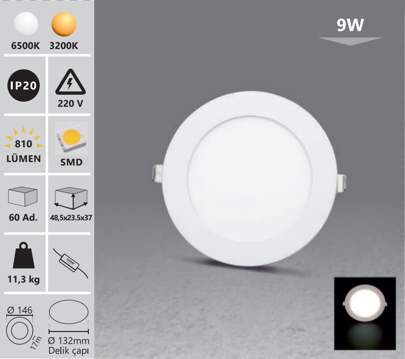 Ugradbeni tanki LED panel - okrugli / set od 2 komada