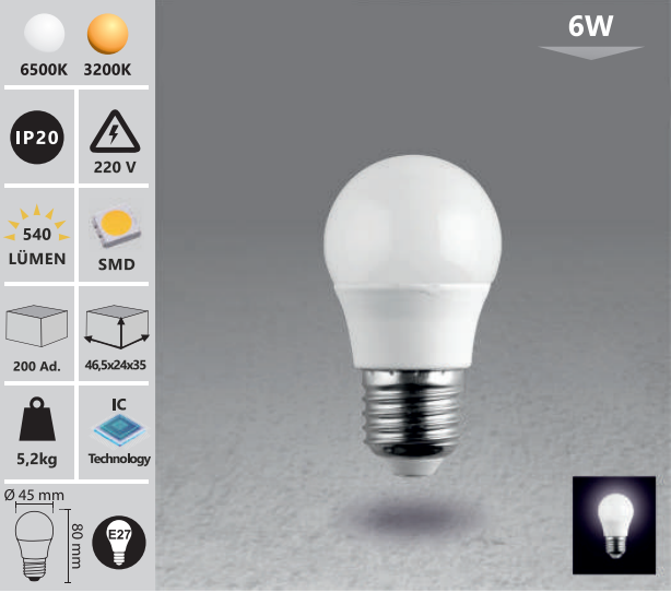 Led žarulja - IC tehnologija 45 mm