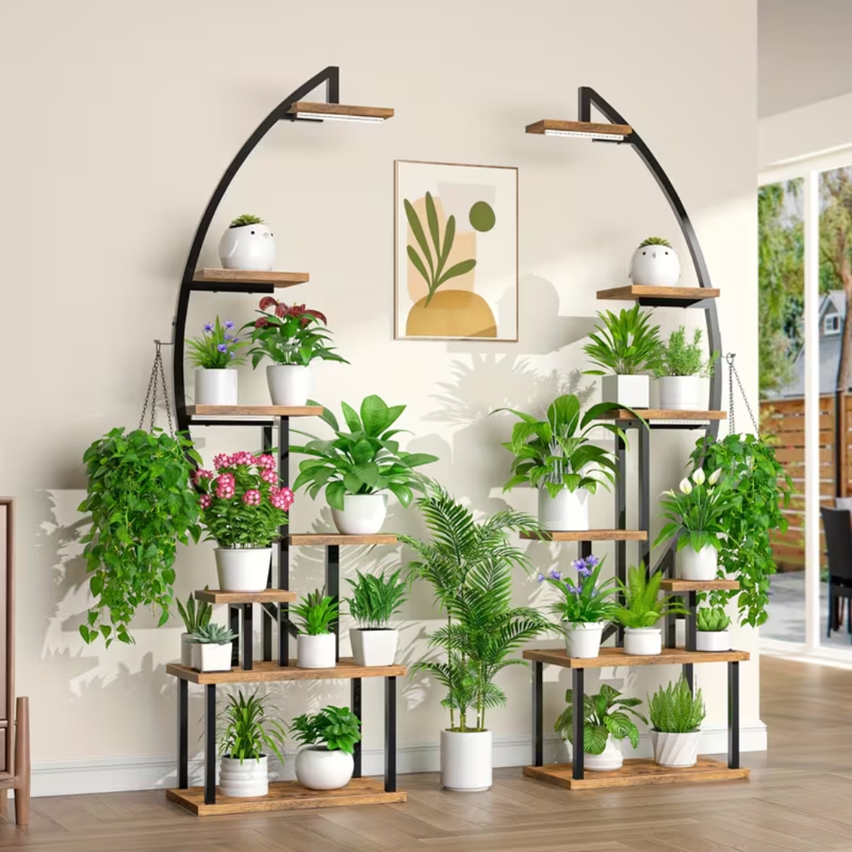 Polica za biljke u obliku polumjeseca s LED rasvjetom – 7 razina