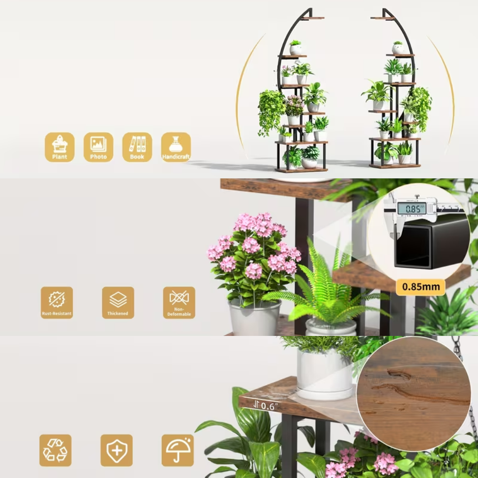 Polica za biljke u obliku polumjeseca s LED rasvjetom – 7 razina