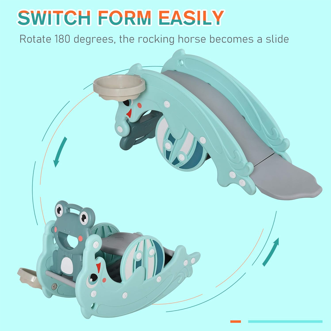 Dječji tobogan, ljuljačka i koš - set 3 u 1