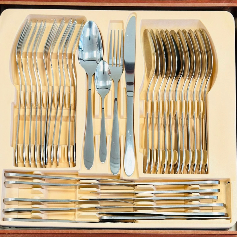 72 DJELNI PRIBOR ZA JELO ZA 12 OSOBA U DRVENOM KOFERU