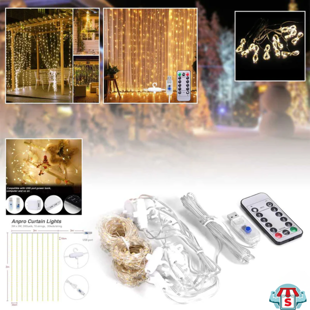 Premium Božićna LED Zavjesa – 3 × 2 m