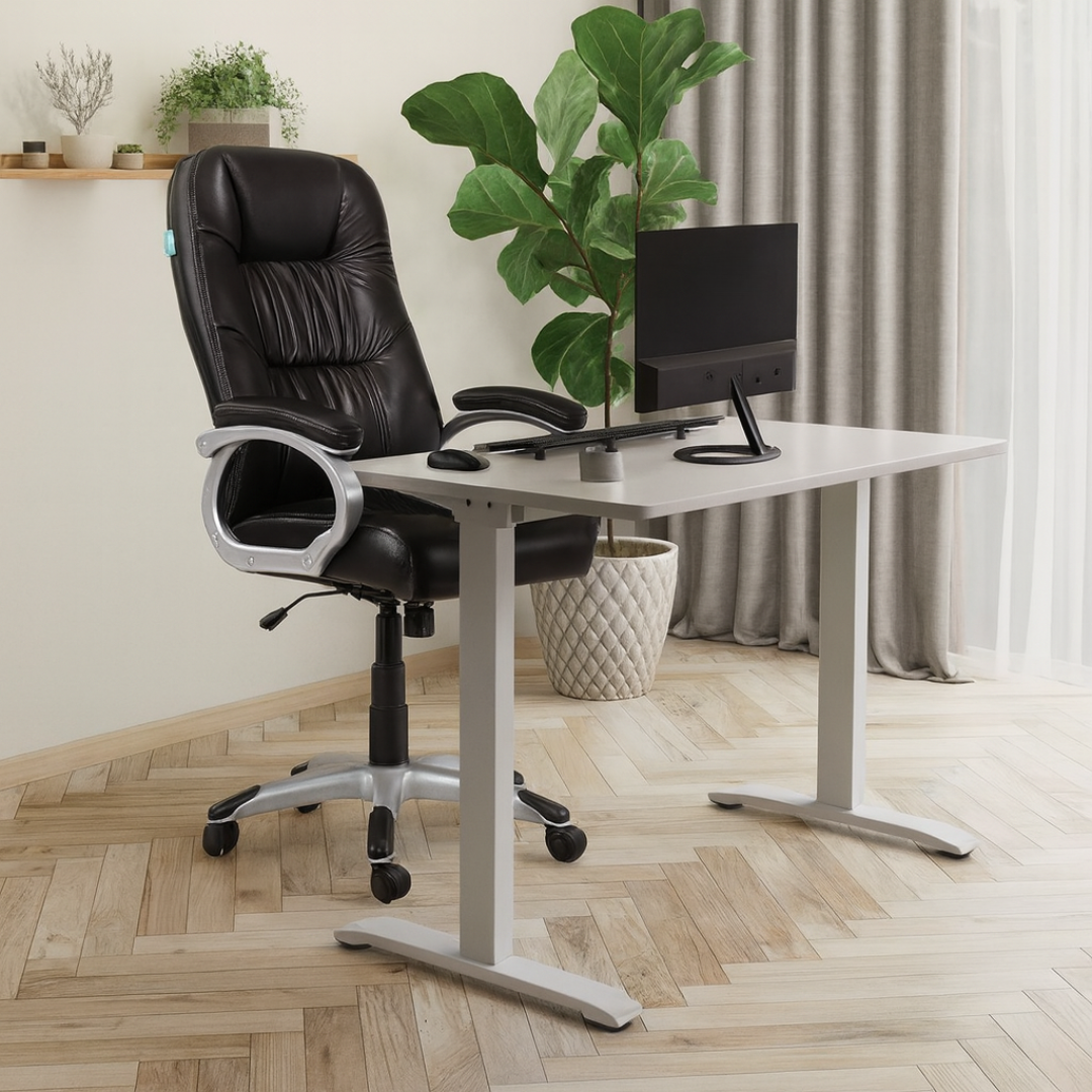 Uredski set – Električni radni stol s podešavanjem visine + ergonomska uredska stolica