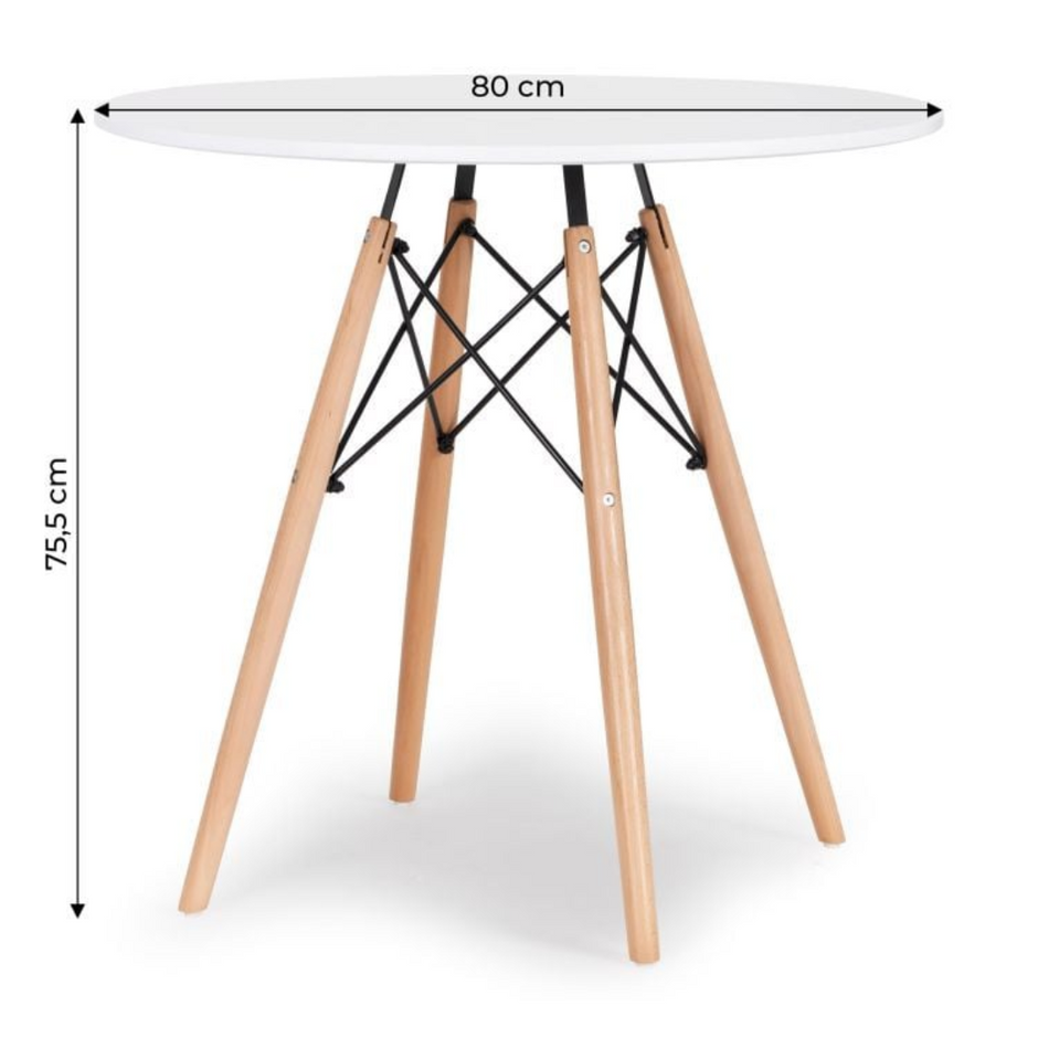 Stol Torino – Okrugli 80 cm (Bijela ili Crna)