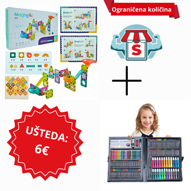 Magnetne svjetleće kocke + Dječji set za slikanje