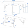 Sklopivi pivski set 180 cm – stol i 2 klupe