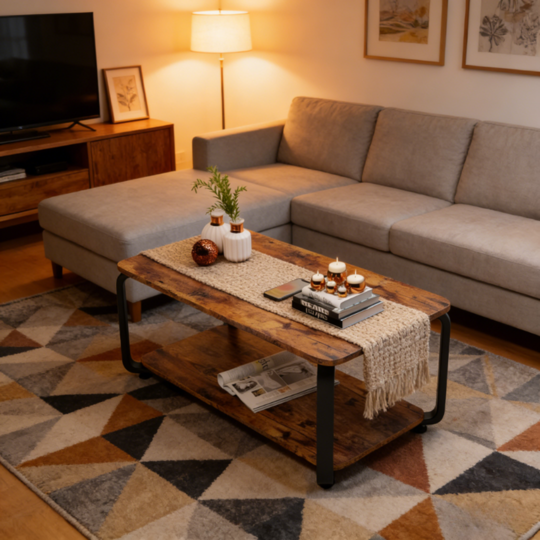 Moderni niski stolić za dnevni boravak s policom