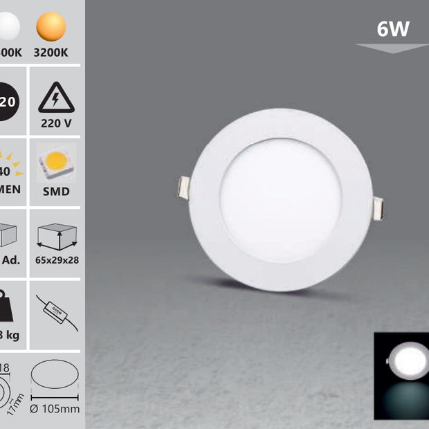 Ugradbeni  tanki LED  panel - okrugli /  set od 2 komada