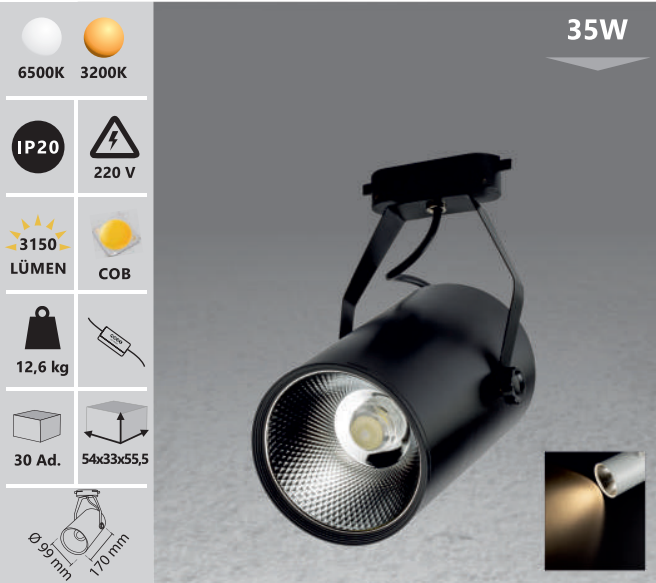 Track light  35W bijeli/crni