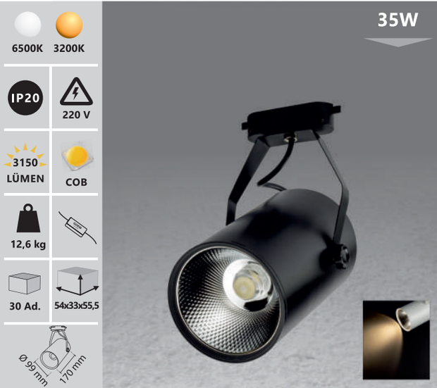 Track light  35W bijeli/crni